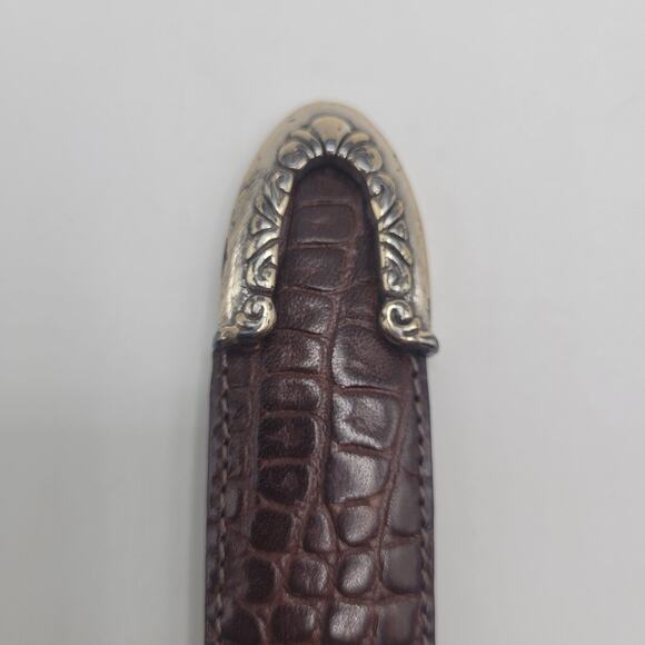 Brighton Belt Med Brown Leather Western Croc Embossed Cowgirl Rodeo Filigree USA main image 8